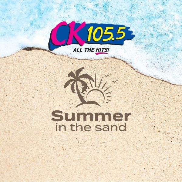 The Summer in the Sand logo on a backdrop of a sandy beach